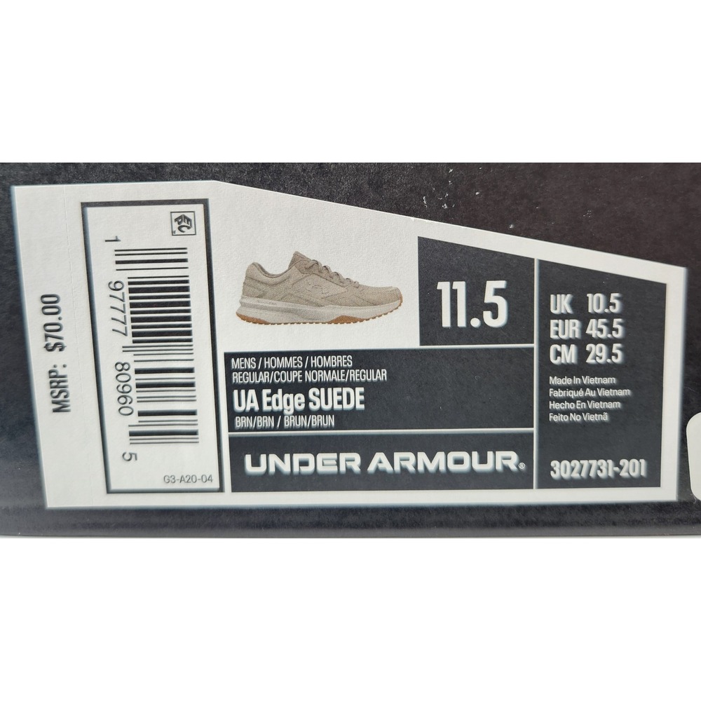 Under Armour UA‎ Edge Suede Mens Sneakers Tan Brown 3027731-201 Size 11.5 - Picture 6 of 7